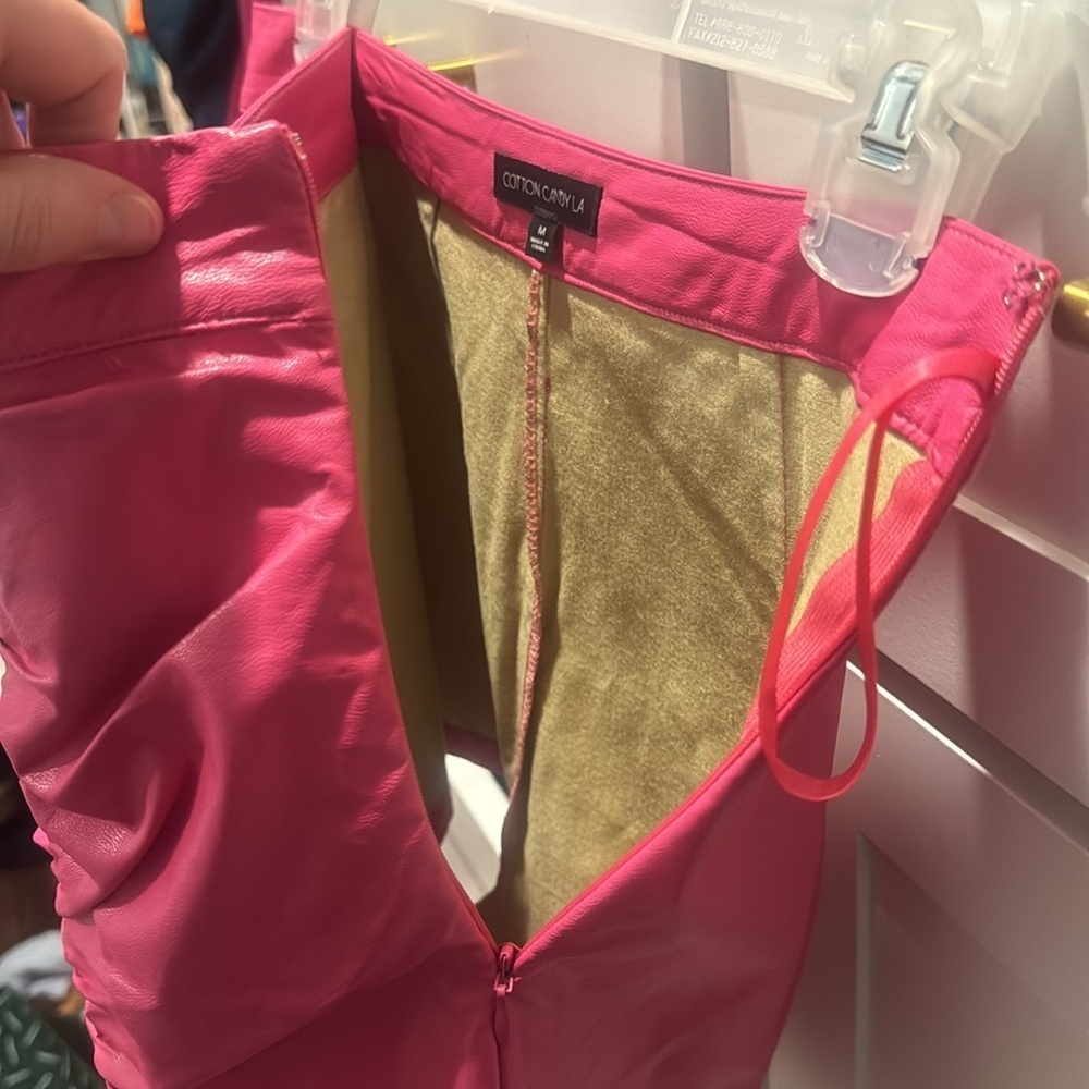 Hot Barbie Pink Leather Ruffle Skort - Picture 7 of 9